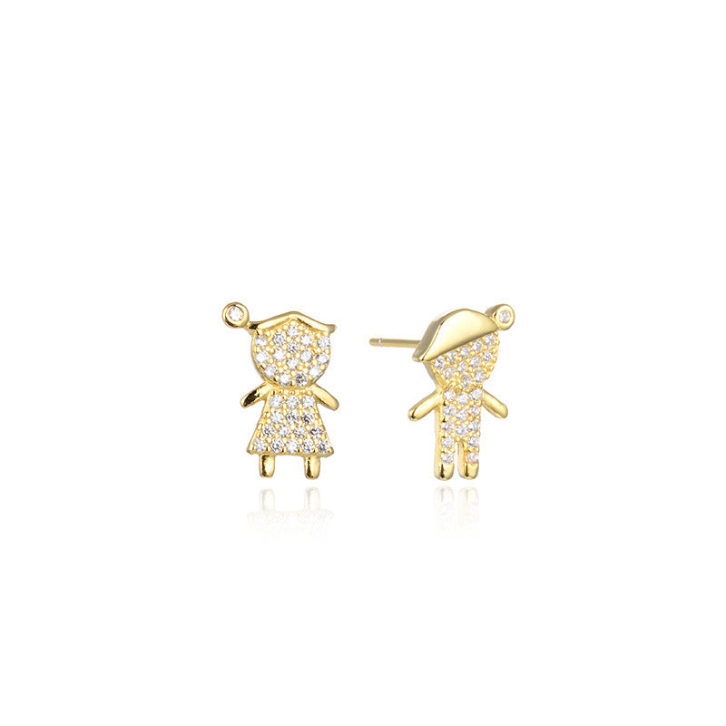 S925 Sterling Silver Geometric Diamond Stud Earrings - Korean Style Minimalist Earrings with Plastic Backs