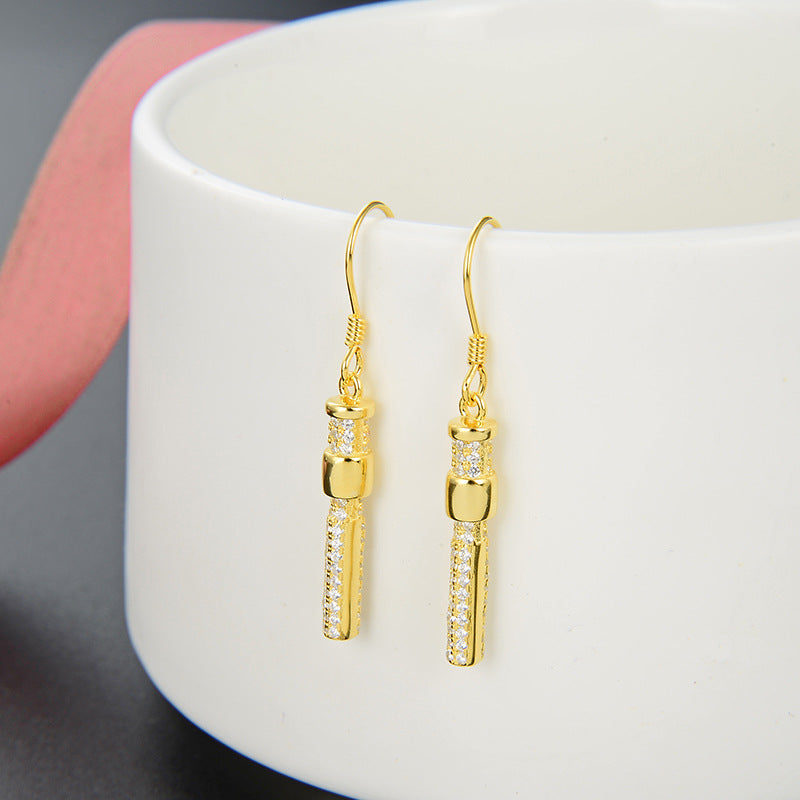 S925 Sterling Silver Geometric Drop Earrings - Korean Style Minimalist Dangle Earrings for Women
