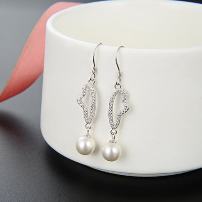 S925 Sterling Silver Geometric Drop Earrings - Korean Style Minimalist Dangle Earrings for Women