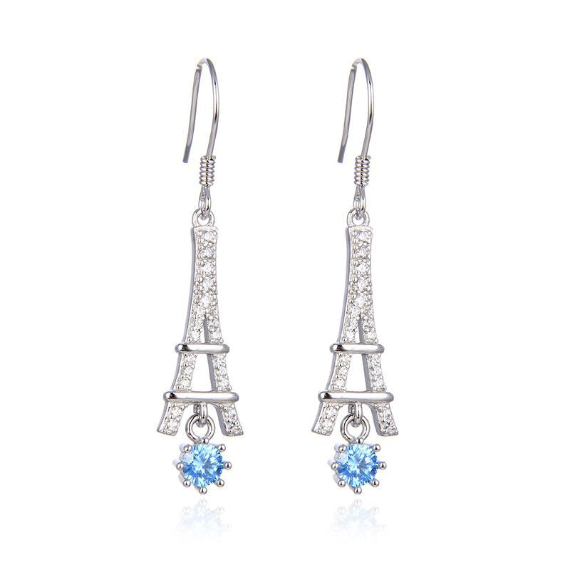 S925 Sterling Silver Geometric Drop Earrings - Modern European Style Dangle Earrings for Women