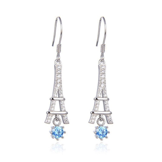 S925 Sterling Silver Geometric Drop Earrings - Modern European Style Dangle Earrings for Women