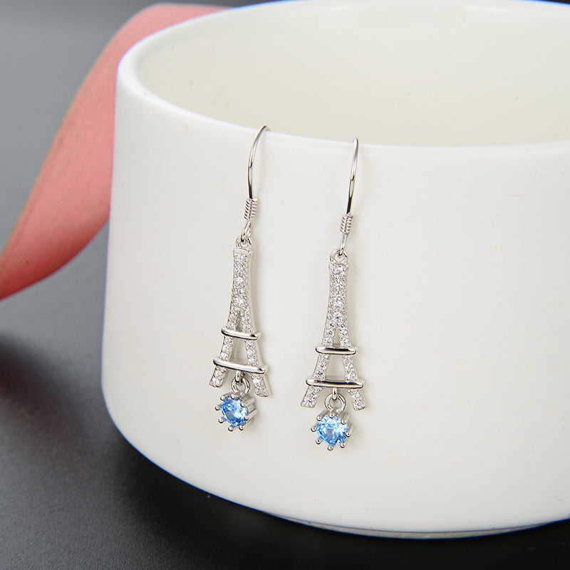 S925 Sterling Silver Geometric Drop Earrings - Modern European Style Dangle Earrings for Women