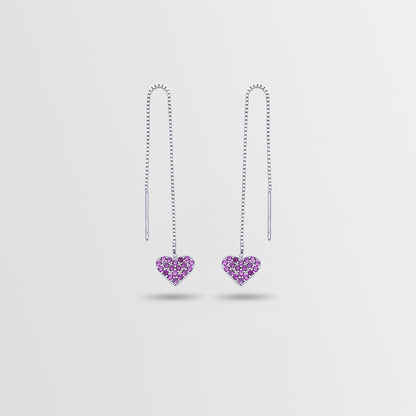 S925 Sterling Silver Geometric Drop Earrings - White/Purple/Blue CZ Dangle Earrings in Korean Style