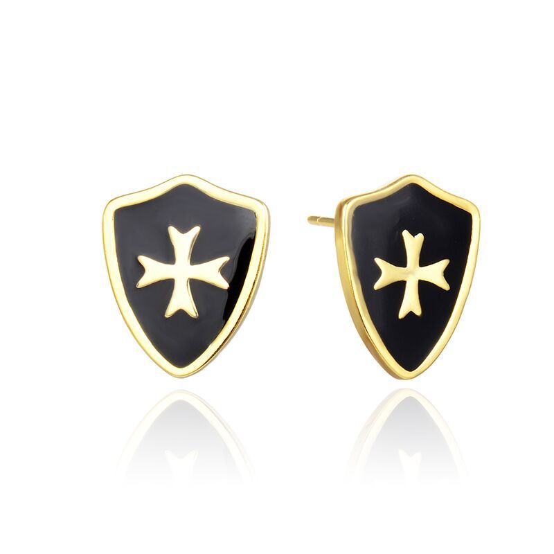 S925 Sterling Silver Geometric Stud Earrings-Enamel Color Drops with Plastic Backs, Trendy Western Style for Women
