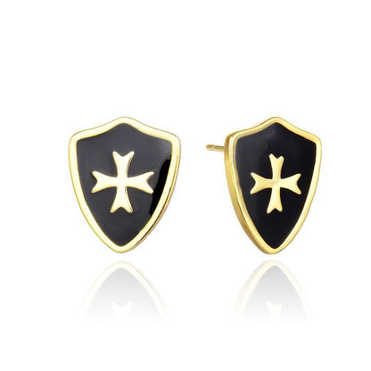 S925 Sterling Silver Geometric Stud Earrings-Enamel Color Drops with Plastic Backs, Trendy Western Style for Women