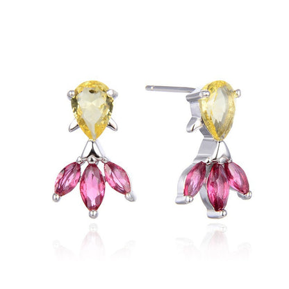 S925 Sterling Silver Geometric Stud Earrings - European Style Diamond Accent Earrings with Plastic Stoppers