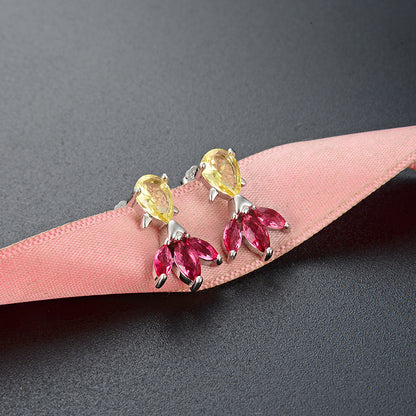 S925 Sterling Silver Geometric Stud Earrings - European Style Diamond Accent Earrings with Plastic Stoppers