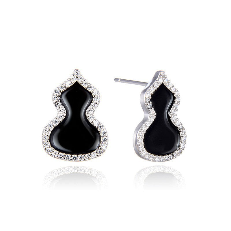 S925 Sterling Silver Geometric Stud Earrings - Korean Style Enamel Color Earrings with Plastic Ear Stoppers