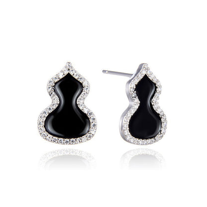 S925 Sterling Silver Geometric Stud Earrings - Korean Style Enamel Color Earrings with Plastic Ear Stoppers
