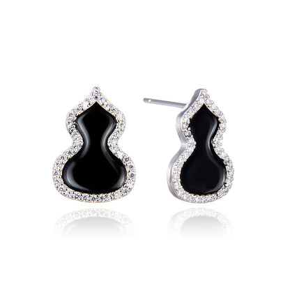 S925 Sterling Silver Geometric Stud Earrings - Korean Style Enamel Color Earrings with Plastic Ear Stoppers