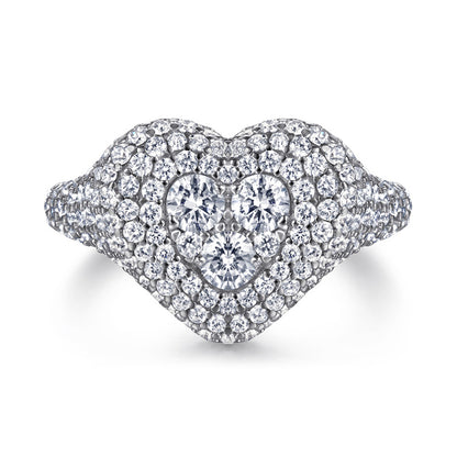 S925 Sterling Silver Heart-Shaped Micro-Pavé Ring - Bestselling Romantic Jewelry
