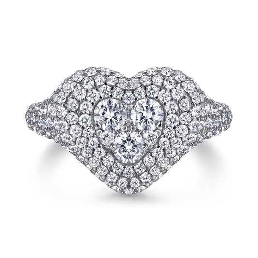 S925 Sterling Silver Heart-Shaped Micro-Pavé Ring - Bestselling Romantic Jewelry