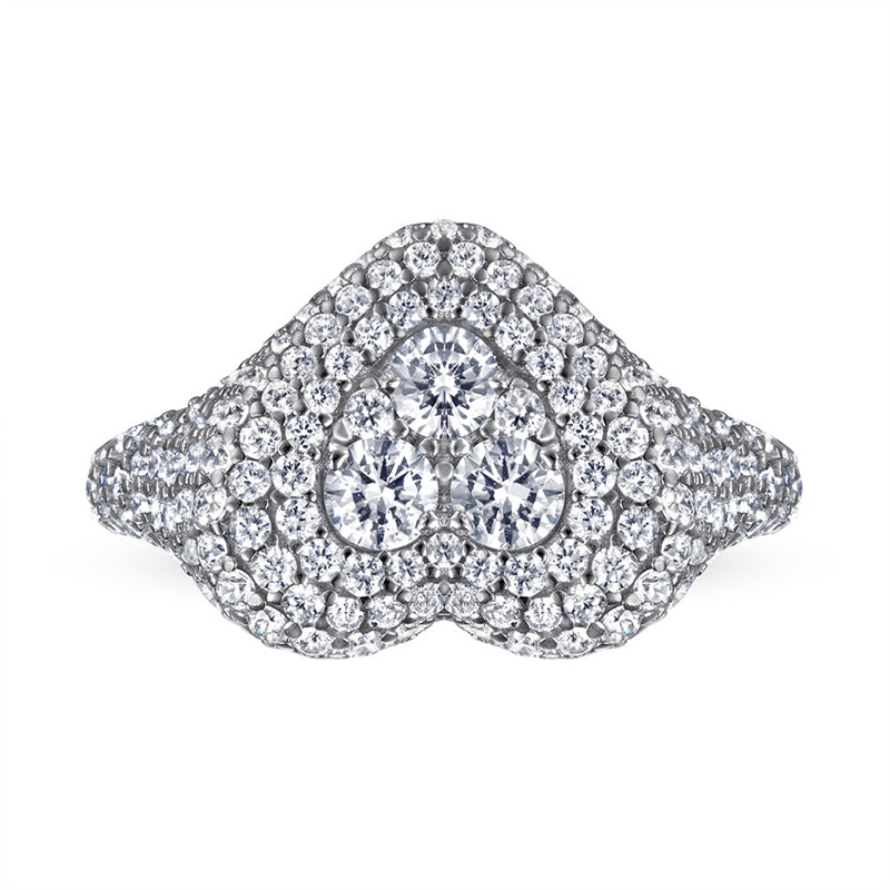 S925 Sterling Silver Heart-Shaped Micro-Pavé Ring - Bestselling Romantic Jewelry