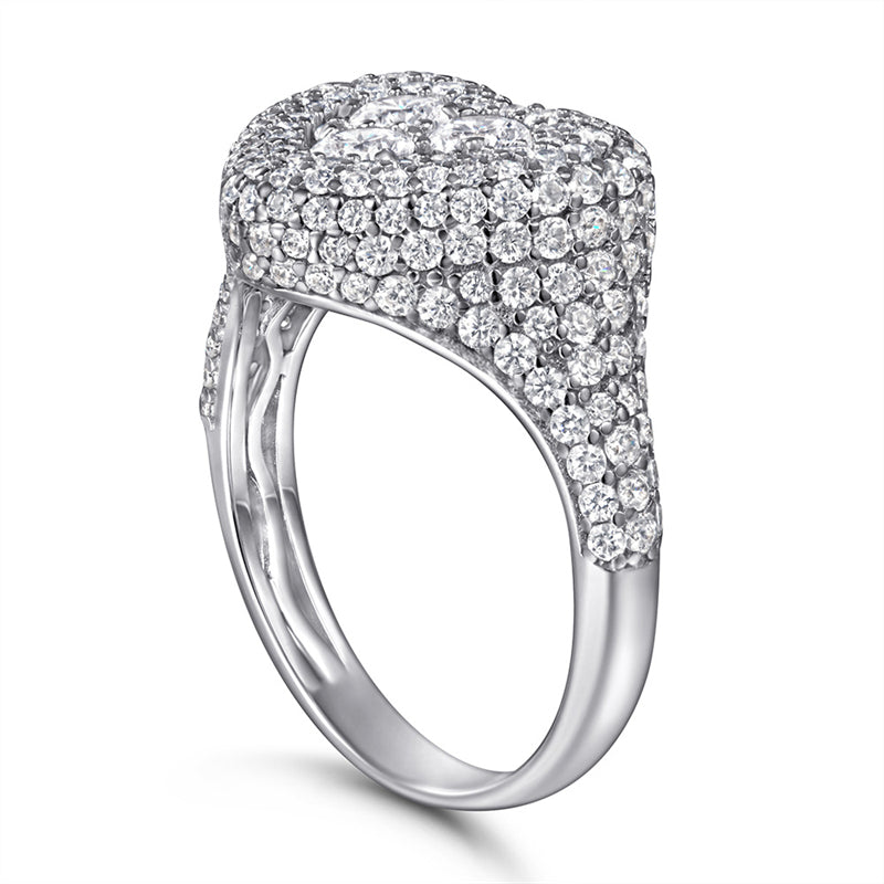 S925 Sterling Silver Heart-Shaped Micro-Pavé Ring - Bestselling Romantic Jewelry