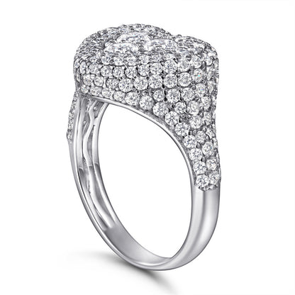 S925 Sterling Silver Heart-Shaped Micro-Pavé Ring - Bestselling Romantic Jewelry