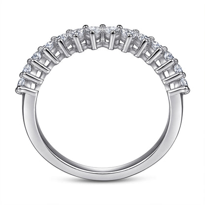 S925 Sterling Silver Heart Band Ring – Delicate Single Row CZ Jewelry