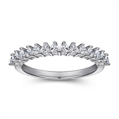 S925 Sterling Silver Heart Band Ring – Delicate Single Row CZ Jewelry