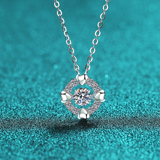 S925 Sterling Silver Heart Bezel Pendant Necklace - 0.5CT Moissanite Dainty & Playful Chain