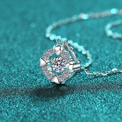 S925 Sterling Silver Heart Bezel Pendant Necklace - 0.5CT Moissanite Dainty & Playful Chain