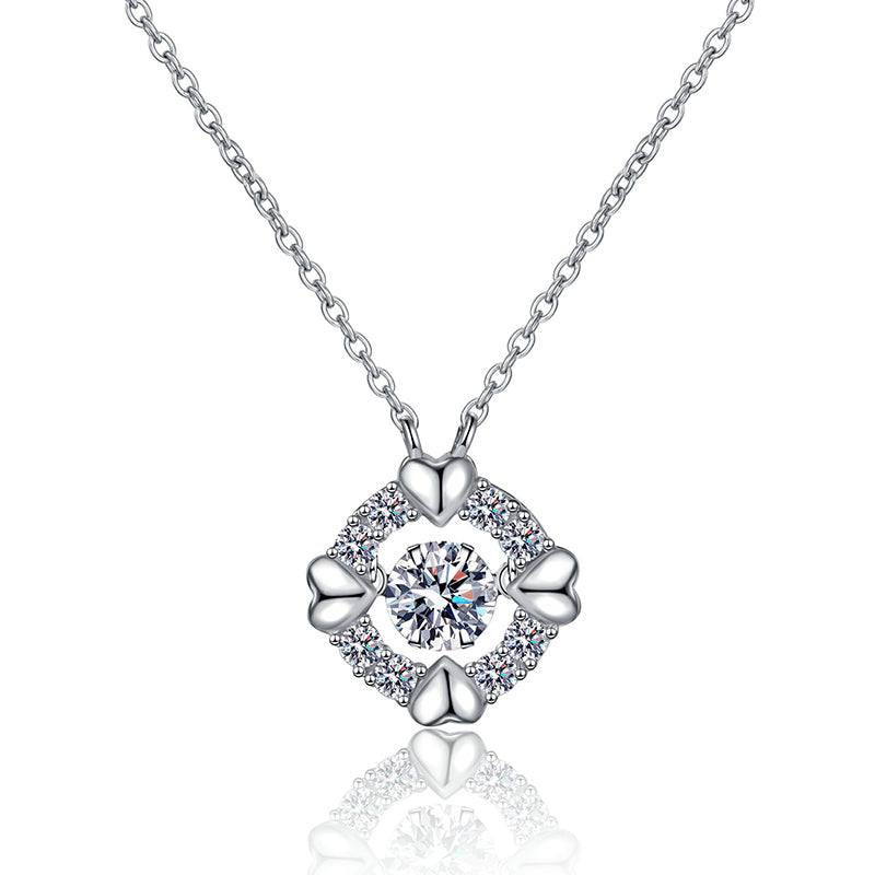 S925 Sterling Silver Heart Bezel Pendant Necklace - 0.5CT Moissanite Dainty & Playful Chain