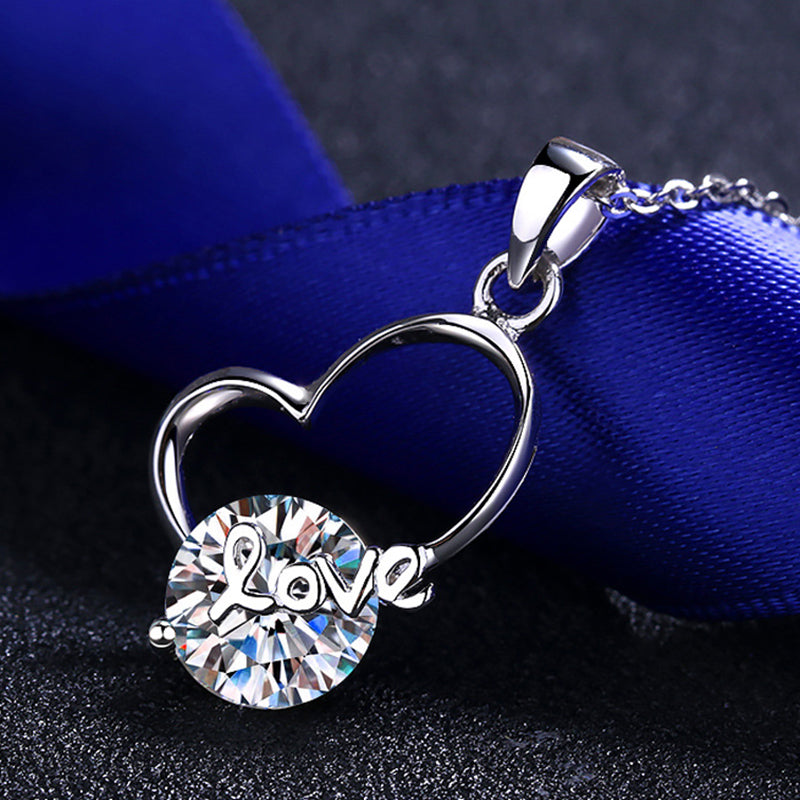 S925 Sterling Silver Heart Pendant Necklace - 2CT Moissanite Instagram-Worthy Chain