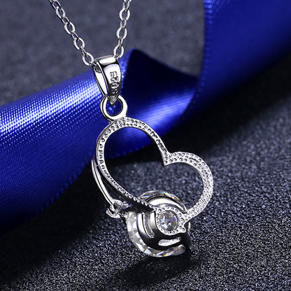 S925 Sterling Silver Heart Pendant Necklace - 2CT Moissanite Instagram-Worthy Chain