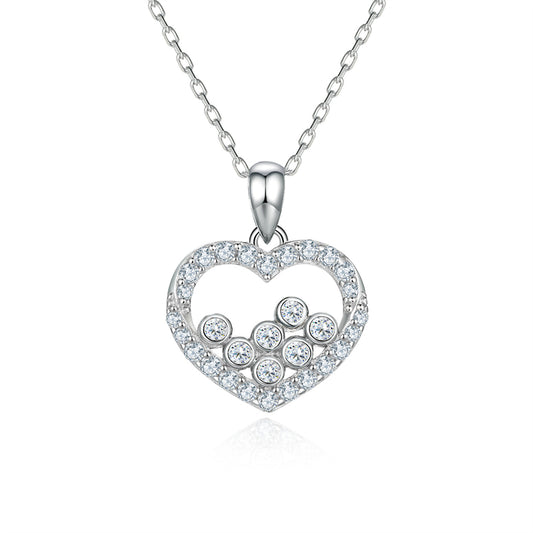 S925 Sterling Silver Heart Pendant Necklace - Minimalist Geometric Love Collarbone Chain