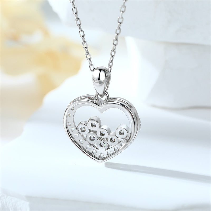 S925 Sterling Silver Heart Pendant Necklace - Minimalist Geometric Love Collarbone Chain