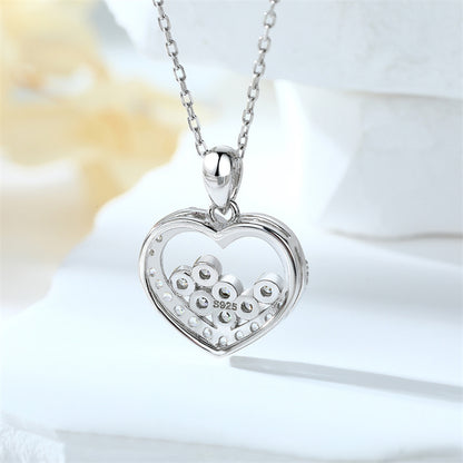 S925 Sterling Silver Heart Pendant Necklace - Minimalist Geometric Love Collarbone Chain