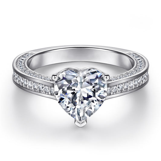 S925 Sterling Silver Heart Ring – Elegant Cubic Zirconia Jewelry for Women