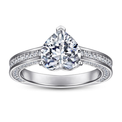 S925 Sterling Silver Heart Ring – Elegant Cubic Zirconia Jewelry for Women