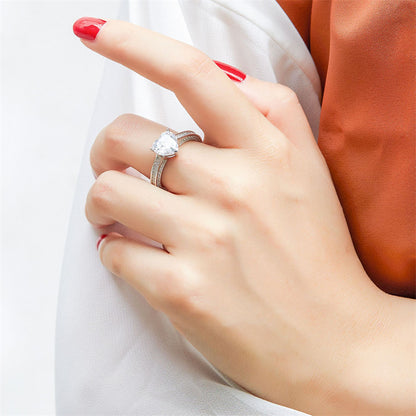 S925 Sterling Silver Heart Ring – Elegant Cubic Zirconia Jewelry for Women