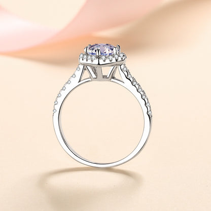 S925 Sterling Silver Heart Shape Moissanite Ring | 1ct Micro-Pave Simulated Diamond Design