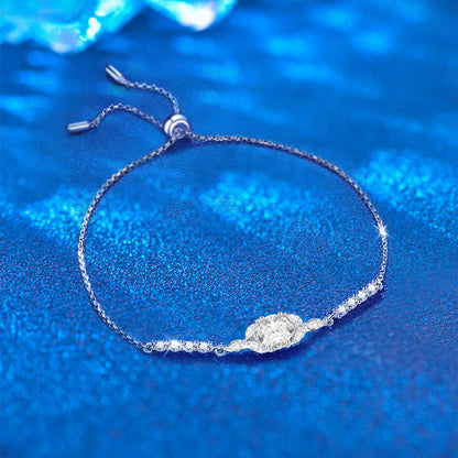 S925 Sterling Silver Hexagonal Bracelet with 1ct Moissanite Versatile Travel Jewelry Rhodium Plated
