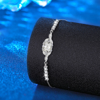 S925 Sterling Silver Hexagonal Bracelet with 1ct Moissanite Versatile Travel Jewelry Rhodium Plated