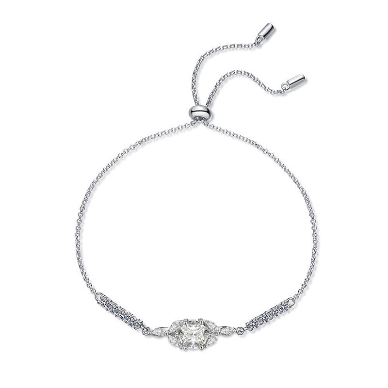 S925 Sterling Silver Hexagonal Bracelet with 1ct Moissanite Versatile Travel Jewelry Rhodium Plated