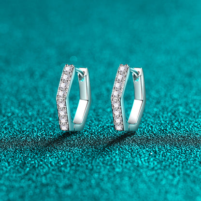 S925 Sterling Silver Hexagonal Moissanite Stud Earrings - 0.40ct Minimalist Cluster Earrings for Everyday