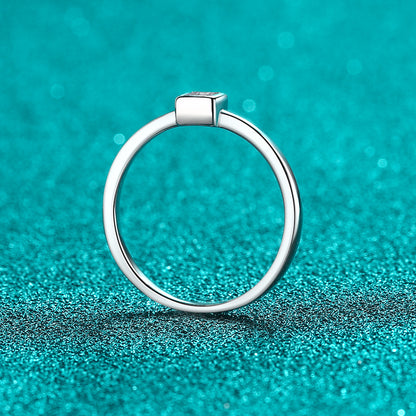 S925 Sterling Silver "Ice Cube" Moissanite Ring | 0.3ct Minimalist Botanical Design