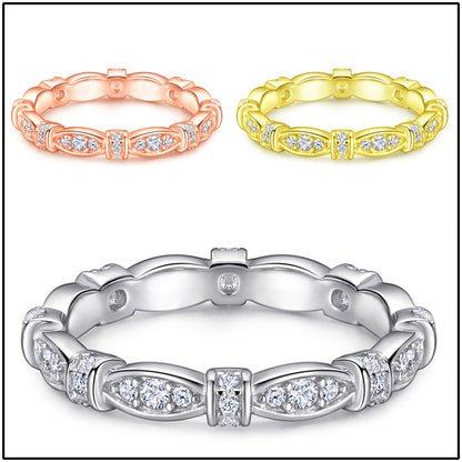 S925 Sterling Silver Interlocking Leaf Ring Set - Nature-Inspired Stackable Wedding Jewelry