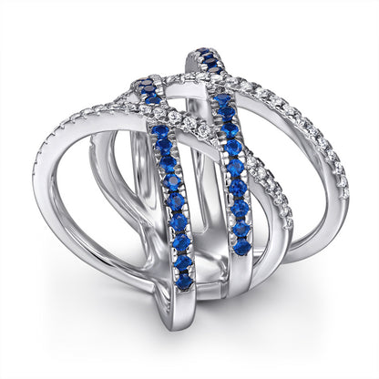S925 Sterling Silver Interlocking Stackable Rings Set - Modern Geometric Jewelry for Women