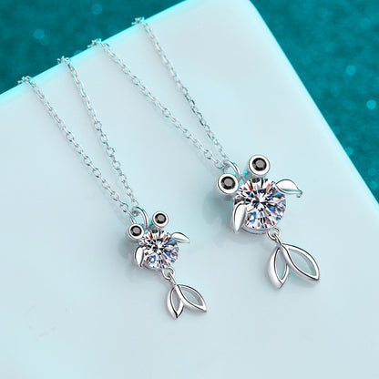 S925 Sterling Silver Koi Fish Pendant Necklace - 0.5CT/1CT Moissanite PT950-Plated Prosperity Chain