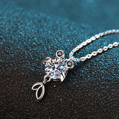 S925 Sterling Silver Koi Fish Pendant Necklace - 0.5CT/1CT Moissanite PT950-Plated Prosperity Chain