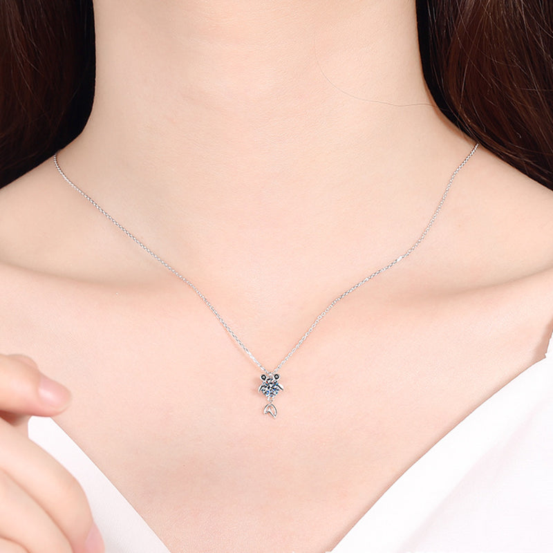 S925 Sterling Silver Koi Fish Pendant Necklace - 0.5CT/1CT Moissanite PT950-Plated Prosperity Chain