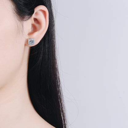 S925 Sterling Silver Leaf Moissanite Stud Earrings Plated with Pt950 Gold - Exotic Floral Inspired Jewelry