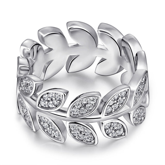 S925 Sterling Silver Leaf Wrap Ring - Nature-Inspired Geometric Jewelry for Women