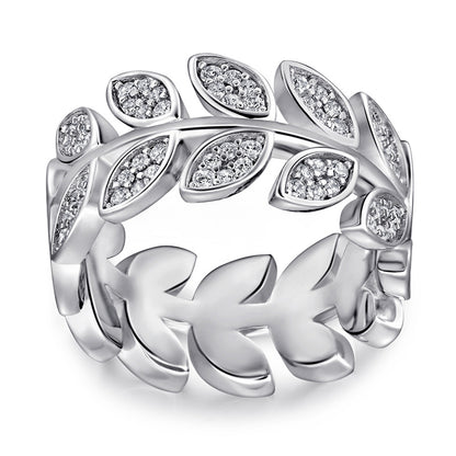 S925 Sterling Silver Leaf Wrap Ring - Nature-Inspired Geometric Jewelry for Women