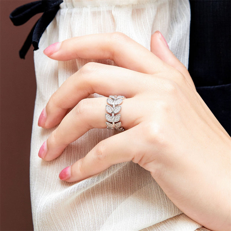 S925 Sterling Silver Leaf Wrap Ring - Nature-Inspired Geometric Jewelry for Women