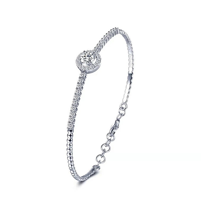 S925 Sterling Silver Light Luxury Bracelet with 0.5ct Moissanite Rhodium Plated Geometric Jewelry