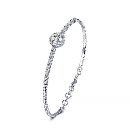 S925 Sterling Silver Light Luxury Bracelet with 0.5ct Moissanite Rhodium Plated Geometric Jewelry