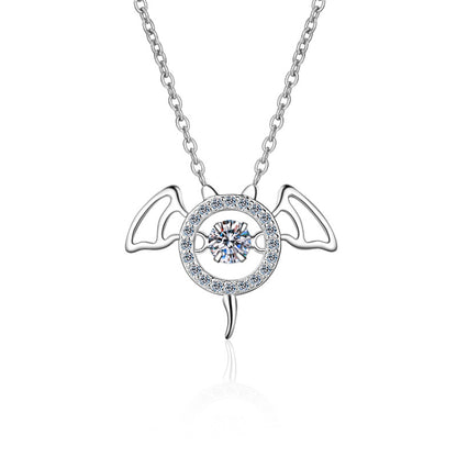 S925 Sterling Silver Little Devil Pendant Necklace - 0.3CT Moissanite PT950-Plated Chain